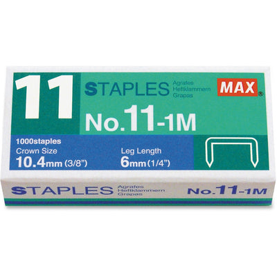 MAX No. 11-1M Staples, Silver, 1 Box, MXBNO111M