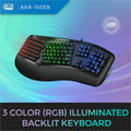 Adesso Color Illuminated Ergonomic Keyboard, Black, ADEAKB150EB