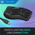 Adesso Color Illuminated Ergonomic Keyboard, Black, ADEAKB150EB