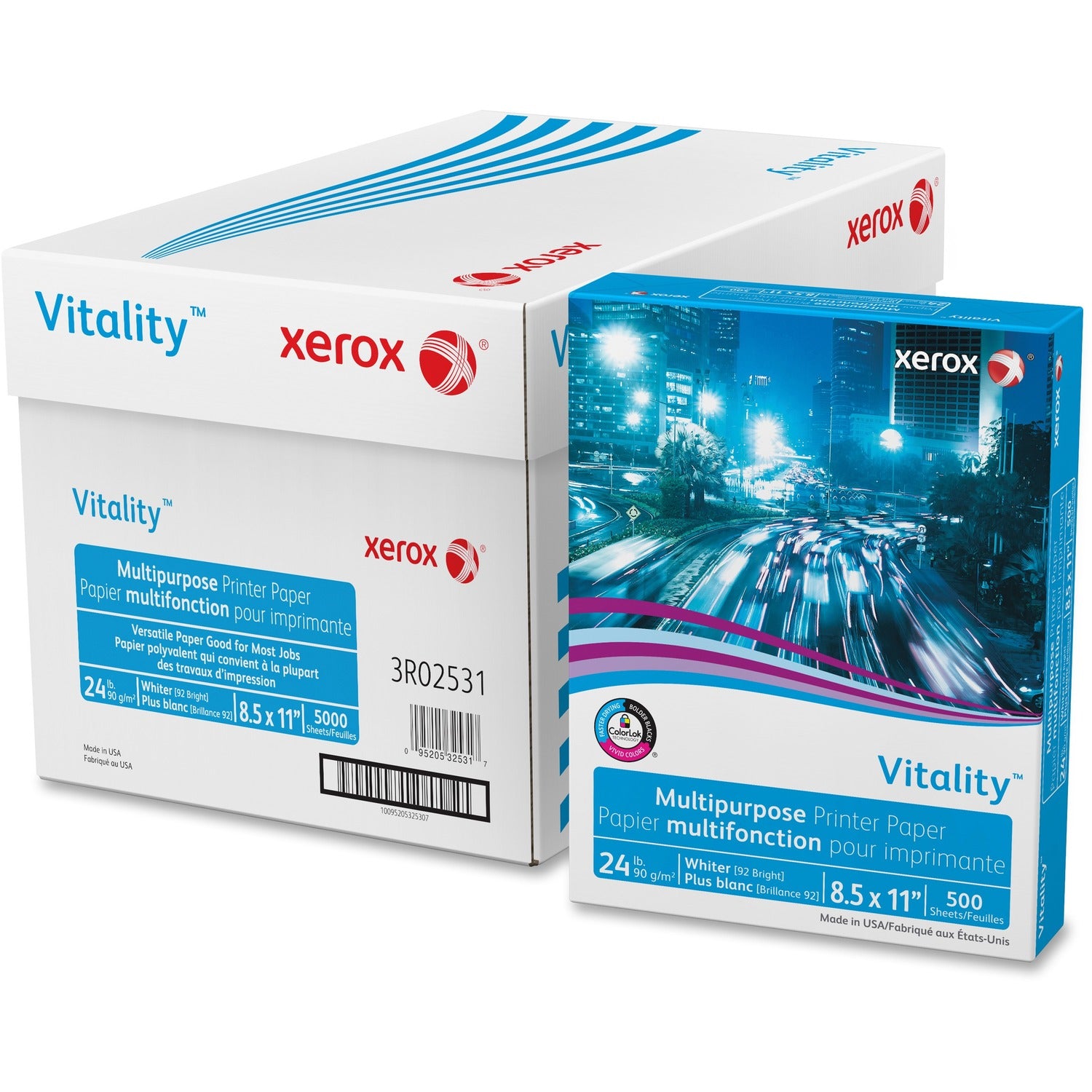 Xerox Vitality Multipurpose Printer Paper - White, 1 Carton