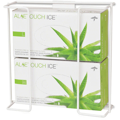Medline Horizontal-Mount Wire Double Glove Box Holder, White, 2 / Pack — view 1
