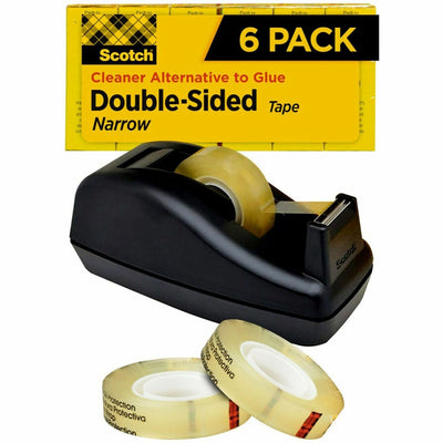 3M Scotch Permanent Double-Sided Tape - 1/2"W, Clear, 6 / Pack, MMM6656PKC40