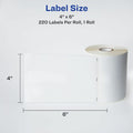 Avery Thermal Roll Labels 4" x 6", 220 White Shipping Labels (4156), Bright White, 1 Roll, AVE4156