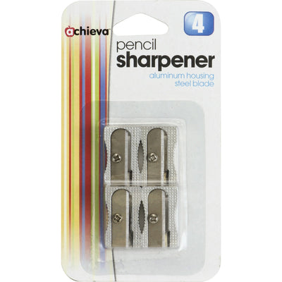 Officemate Achieva Pencil Sharpeners, Metallic Silver, 4 / Pack, OIC30218