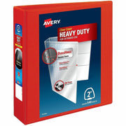 Avery® Heavy-Duty View 3 Ring Binder, 2" One Touch EZD(R) Rings, 1 Red Binder (79225), 1 Each