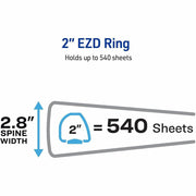 Avery® Heavy-Duty View 3 Ring Binder, 2" One Touch EZD(R) Rings, 1 Red Binder (79225), 1 Each