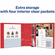 Avery® Heavy-Duty View 3 Ring Binder, 1" One Touch EZD(R) Rings, 1 Red Binder (79170), 1 Each