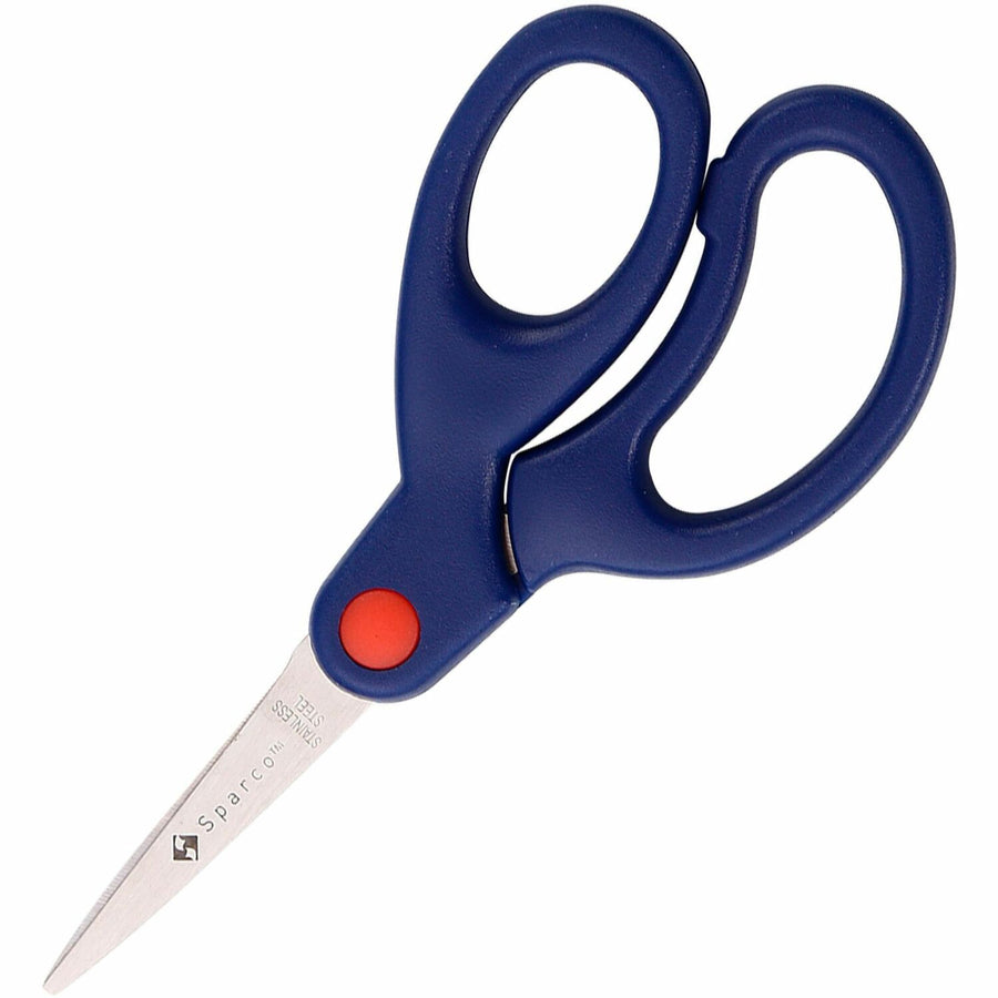 Sparco Bent Handle 5" Kids Scissors, Blue, Rubber, SPR39049