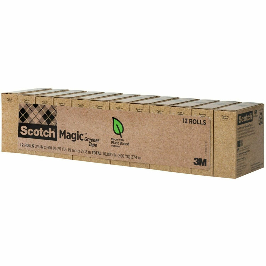 Scotch 3/4"W Magic Greener Tape Rolls, Clear, 0.75", 25 yd, 1", Dry Resistant, 1 / Pack, MMM81212P
