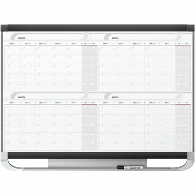 ACCO Quartet Prestige 2 Magnetic Four Month Calendar Board, Graphite, QRT4MCP23P2