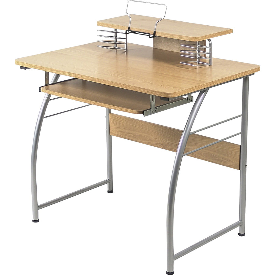 Lorell Computer Desk with Upper Shelf, Metal, Tablet Holder, LLR14337