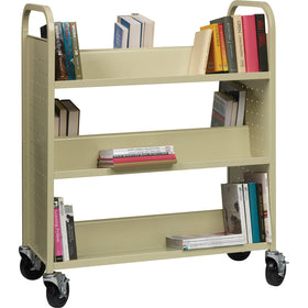 Lorell Double-sided Book Cart, Putty, LLR49202