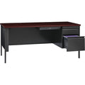 Lorell Fortress Series 66" Right-Pedestal Desk, Brown, LLR60916