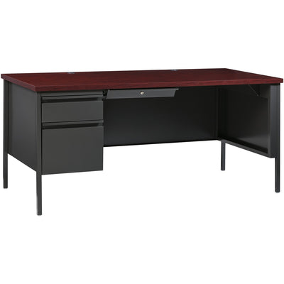 Lorell Fortress Series Left-Pedestal Desk, Brown, /CT — view 1
