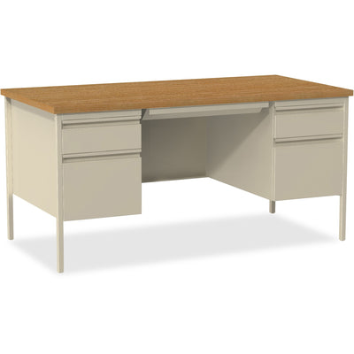 Lorell Fortress Series Double-Pedestal Desk, Brown, LLR60926