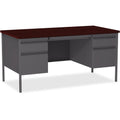 Lorell Fortress Series Double-Pedestal Desk, Brown, LLR60928
