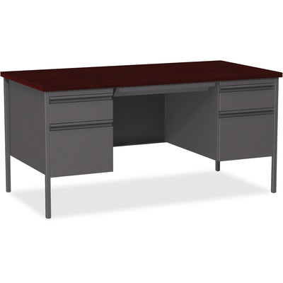 Lorell Fortress Series Double-Pedestal Desk, Brown, /CT — view 1