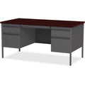 Lorell Fortress Series Double-Pedestal Desk, Brown, LLR60928