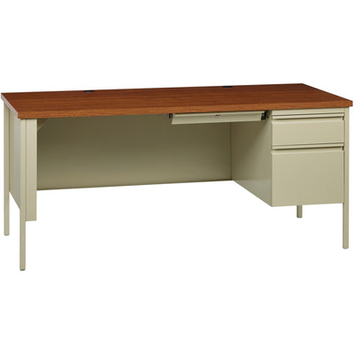 Lorell Fortress Series 66" Right-Pedestal Desk, Brown, /CT — view 1
