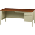 Lorell Fortress Series 66" Right-Pedestal Desk, Brown, LLR66904