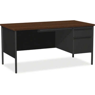 Lorell Fortress Series 66" Right-Pedestal Desk, Black, /CT — view 1