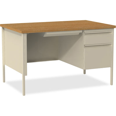 Lorell Fortress Series 48" Right Single-Pedestal Desk, Brown, /CT — view 1
