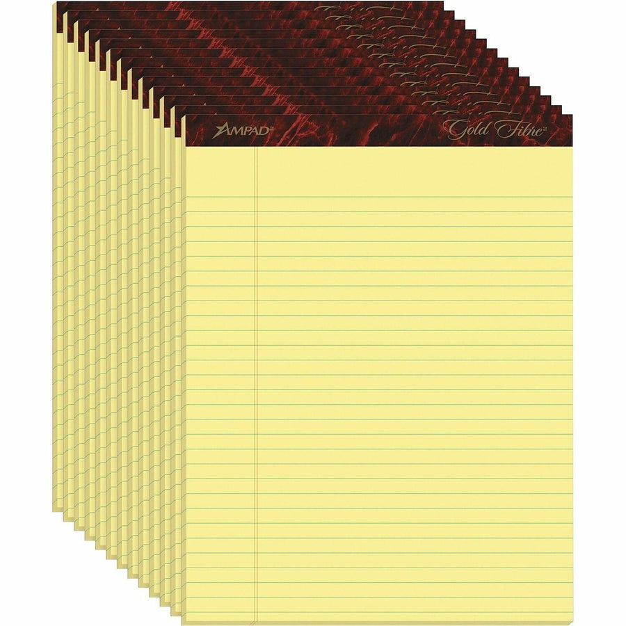 TOPS Ampad Gold Fibre Premium Rule Writing Pads - Letter, 8 1/2" x 11 3/4", 1 Dozen — view 1