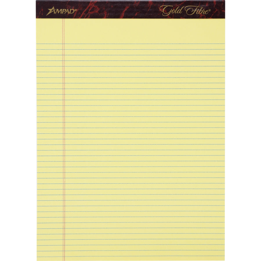 TOPS Ampad Gold Fibre Narrow Rule Writing Pads, 8 1/2" x 11 3/4", 1 Dozen — view 1
