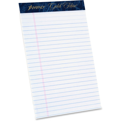 TOPS Ampad Gold Fibre Medium Rule Premium Junior Size Writing Pads, 5" x 8", 1 Dozen — view 1