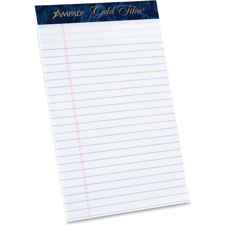 TOPS Ampad Gold Fibre Medium Rule Premium Junior Size Writing Pads, 5" x 8", 1 Dozen — view 1