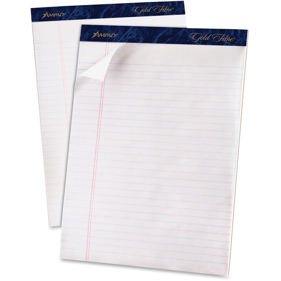 TOPS Gold Fibre Ruled Perforated Writing Pads - Letter, 8 1/2" x 11", 1 Dozen — view 1
