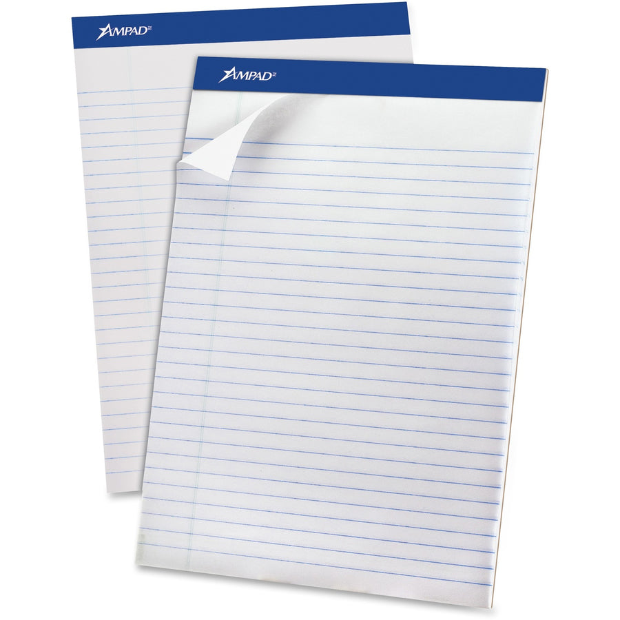 Ampad Legal Ruled Recycled Writing Pads, 8.5" x 11.75", 15 lb, 50, Rigid, 12 / Dozen, TOP20170