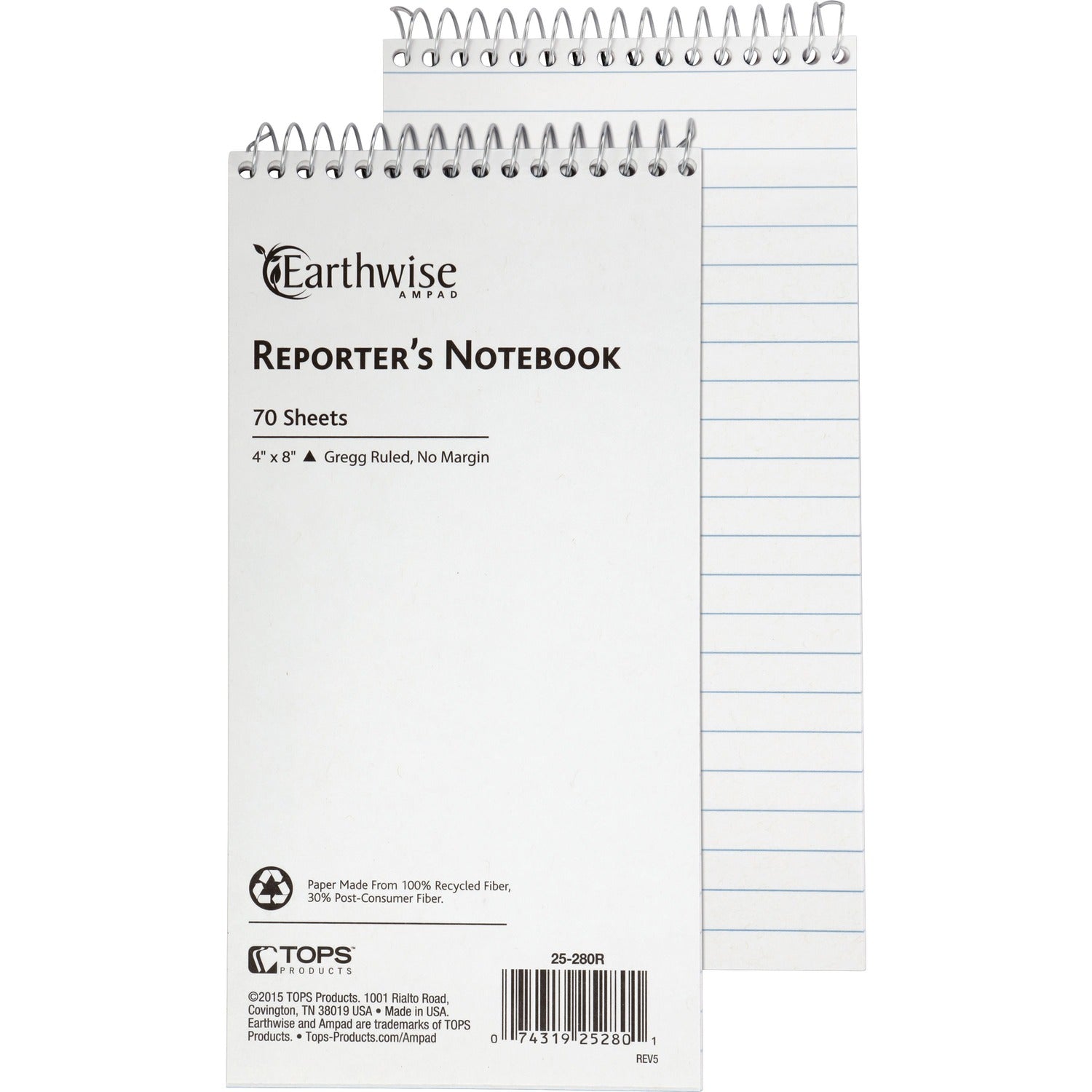 Ampad Earthwise Reporter's Notebook, 1 Each