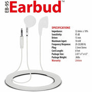 Maxell EB-95 White Earbuds, 1 Each