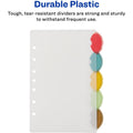 Avery Insertable Style Edge Plastic Mini Dividers for 3 Ring Binders, 5.5" x 8.5", 5-Tab Set, Multicolor, 1 Set (11118), Translucent, AVE11118