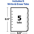 Avery Insertable Style Edge Plastic Mini Dividers for 3 Ring Binders, 5.5" x 8.5", 5-Tab Set, Multicolor, 1 Set (11118), Translucent, AVE11118