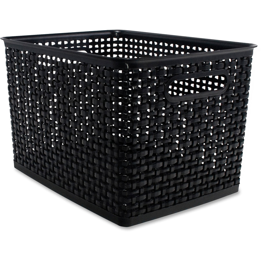 Advantus Plastic Weave Bin, Black, 1 Pack — view 1