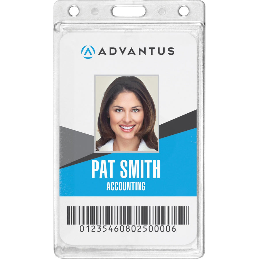 Advantus Frosted Vertical Rigid ID Holder, 25 / Box — view 1