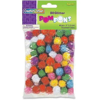 Dixon Ticonderoga Creativity Street 1/2" Glitter PomPons, Assorted, 1 Pack, PAC811601