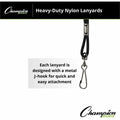 Champion Sports Heavy-duty Nylon Lanyard, Black, 1 Pack, CSI126BLK