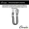 Champion Sports Heavy-duty Nylon Lanyard, Black, 1 Pack, CSI126BLK