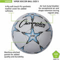 Champion Sports Viper Soccer Ball Size 5, White, CSIVIPER5