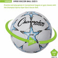 Champion Sports Viper Soccer Ball Size 5, White, CSIVIPER5