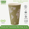 Eco-Products 16 oz World Art Insulated Hot Beverage Cups, Tan, 600 / Carton, ECOEPBNHC16WD