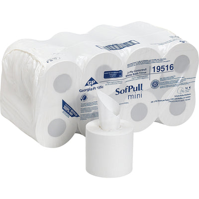 Georgia Pacific . SofPull Centerpull Mini Toilet Paper, White, 16 / Carton, GPC19516