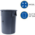 Genuine Joe 44-gallon Heavy-duty Trash Container, Gray, GJO11581