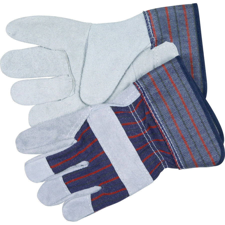 MCR Safety Leather Palm Economy Safety Gloves, Blue, 2 / Pair — view 1