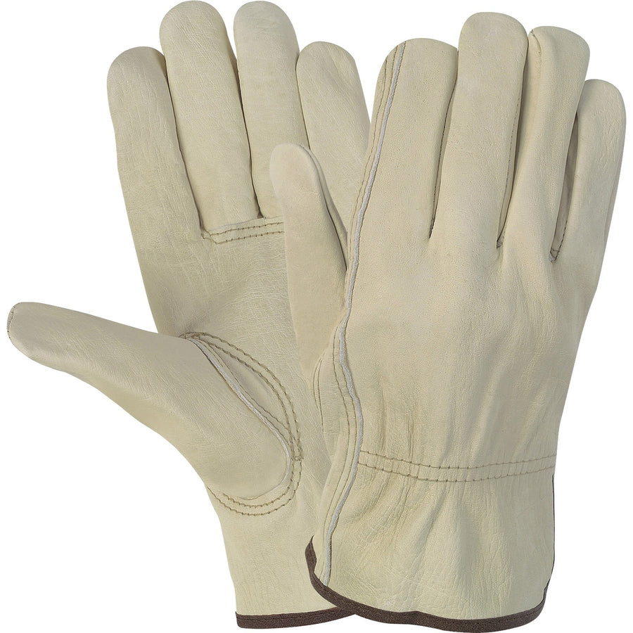 MCR Safety Durable Cowhide Leather Work Gloves, Cream, 1 Pair — view 1