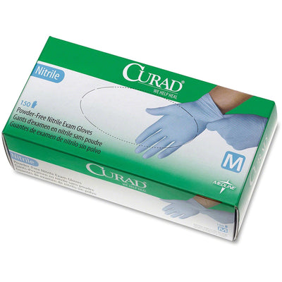 Medline Curad Powder-free Nitrile Disposable Exam Gloves, Blue, 150 / Box, MIICUR9315