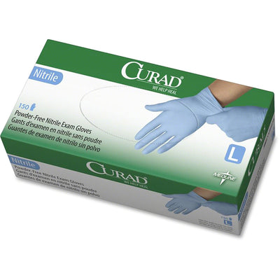 Medline Curad Powder-free Nitrile Disposable Exam Gloves, Blue, 150 / Box, MIICUR9316